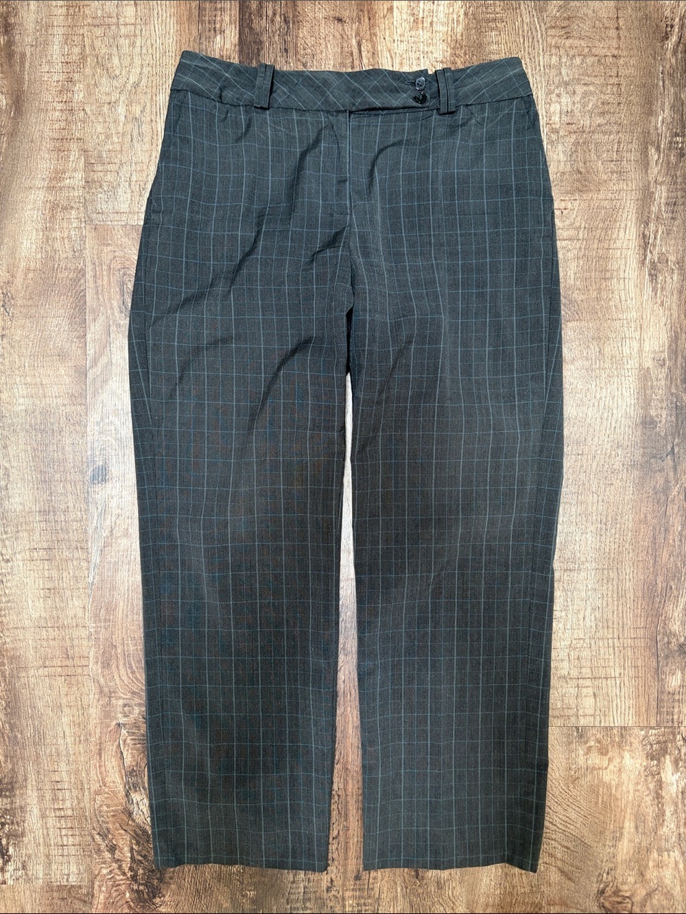 Nine & Company Stretch Black Windowpane Plaid Dress Pants, Size 12